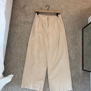 Madewell Cream Wide-Leg Trouser Pants